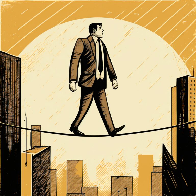 businessman walking a tightrope